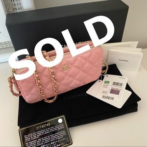 CHANEL Iridescent Pink Cavier Quilted Small Clutch Bag - NWT